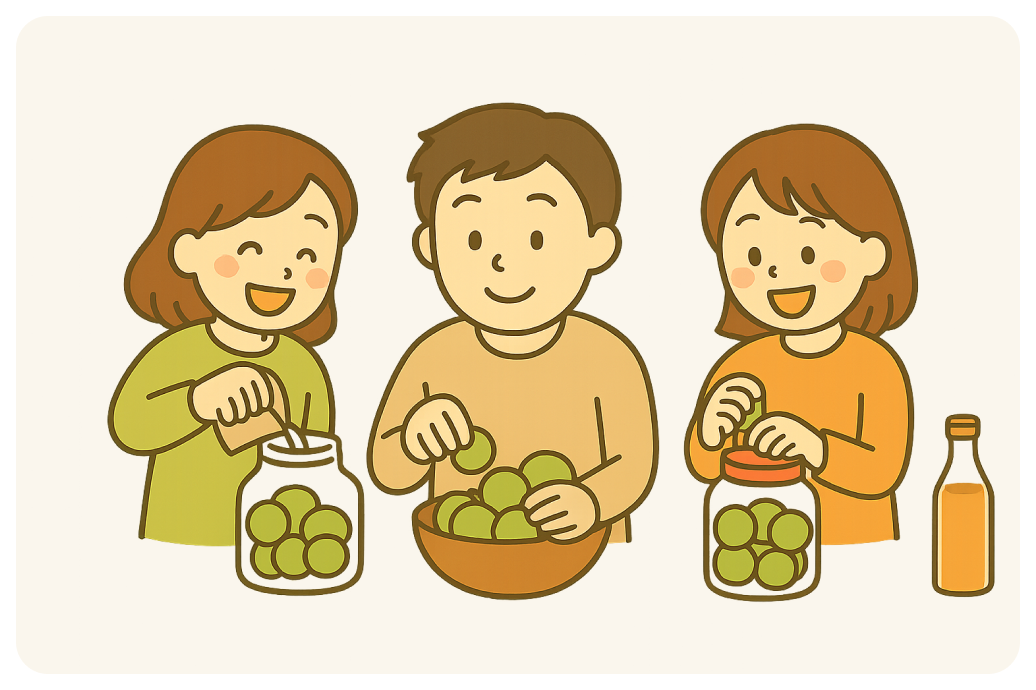 三個人在做飲料的圖示