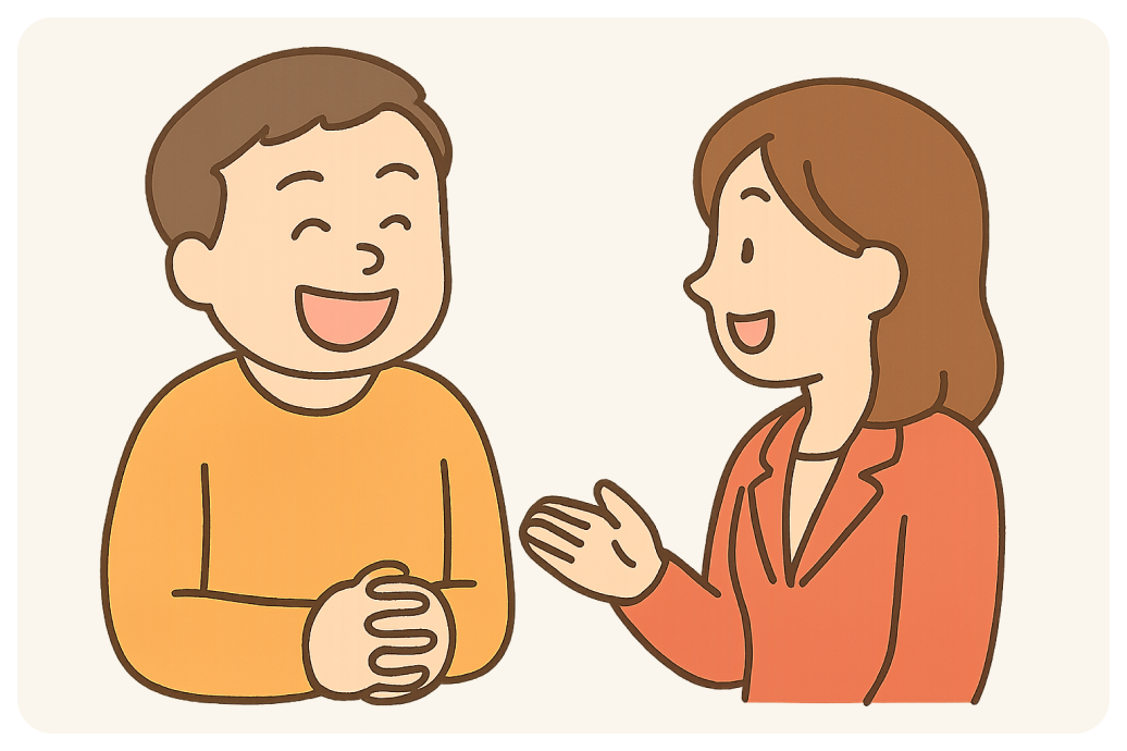 兩個人聊天很開心的圖示