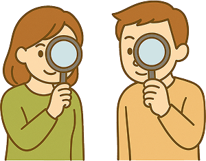 兩個拿著放大鏡的人的插圖